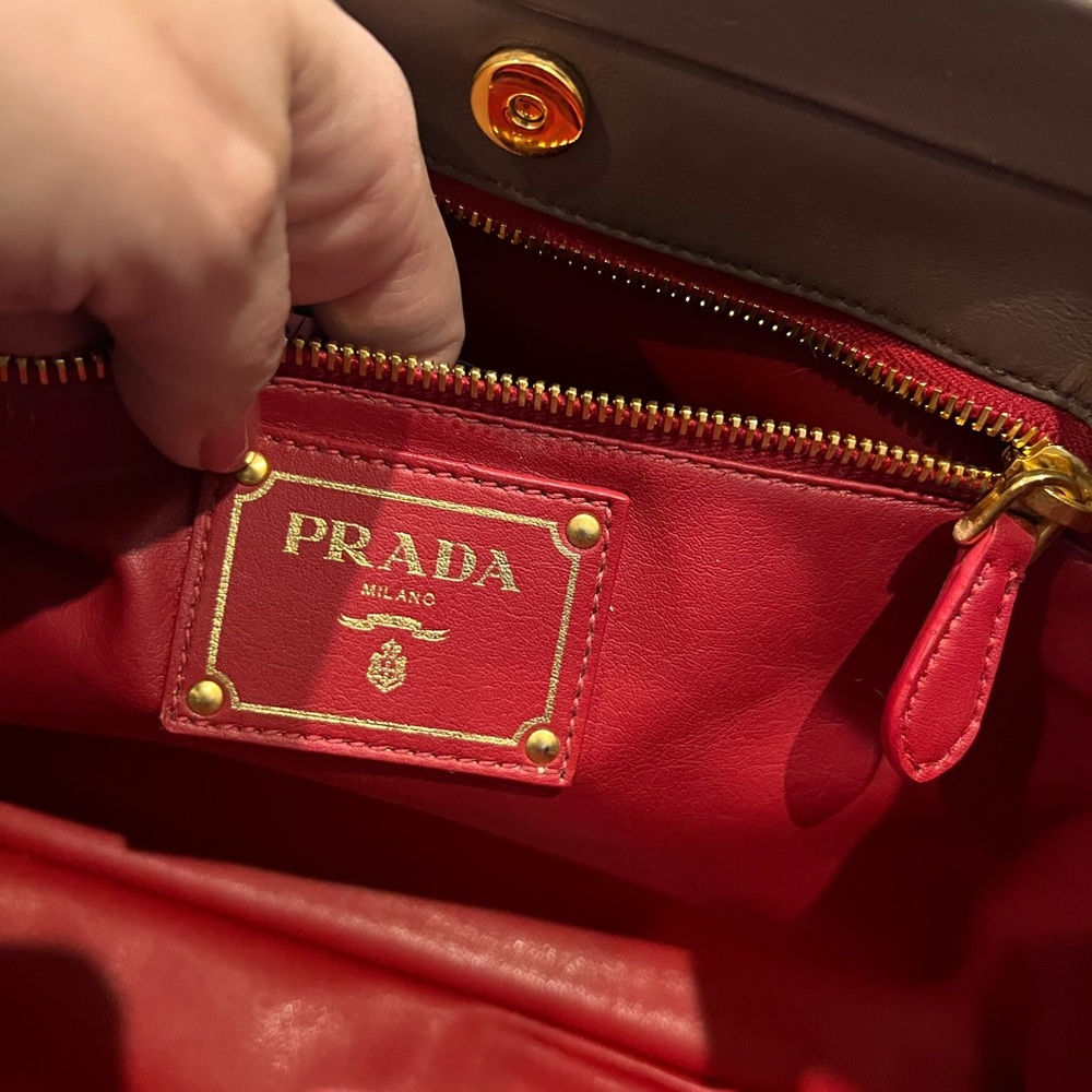 Prada Large Gray Leather Clutch